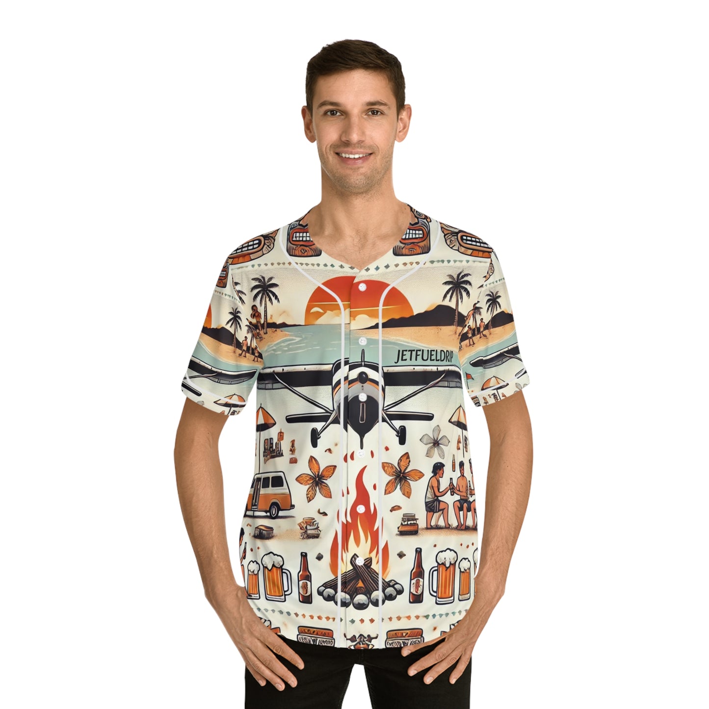 Tiki Sunset Baseball Jersey (AOP)