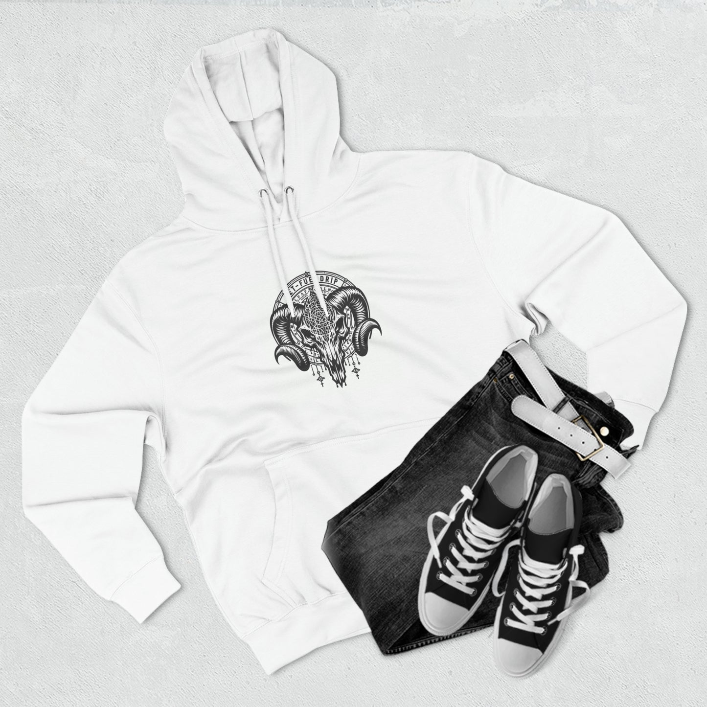 Ram skull -Three-Panel Fleece Hoodie